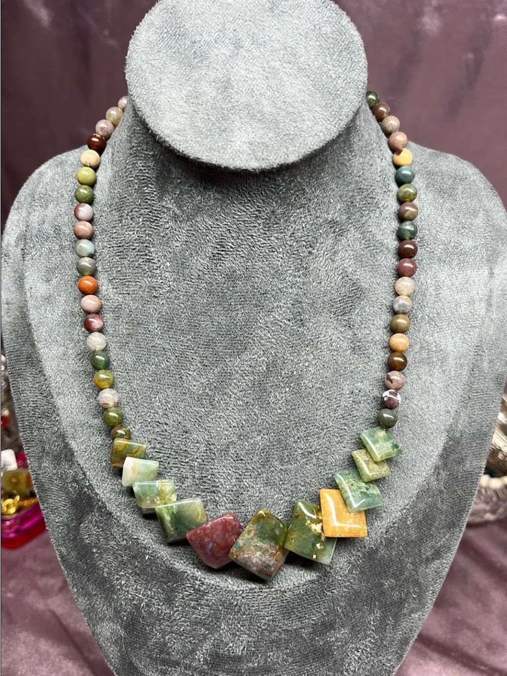 Natural Polished Jasper Beaded Necklace